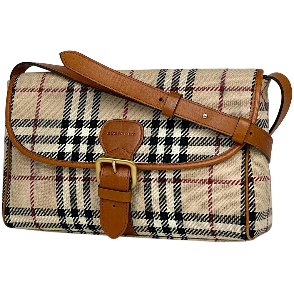 Burberry Check Shoulder Bag Crossbody Nova Canvas Beige